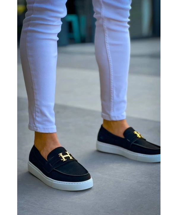 KB-027  Kuback  Bağcıksız Siyah Süet H Günlük Erkek Ayakkabı