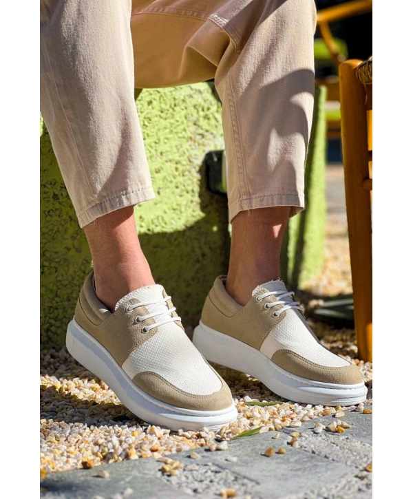 KB-042  MRTNM Bağcıklı Bej Günlük Erkek Ayakkabı