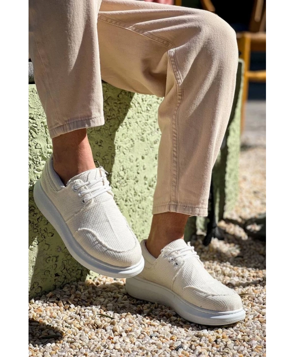 KB-042  Kuback Bağcıklı Beyaz Günlük Erkek Ayakkabı