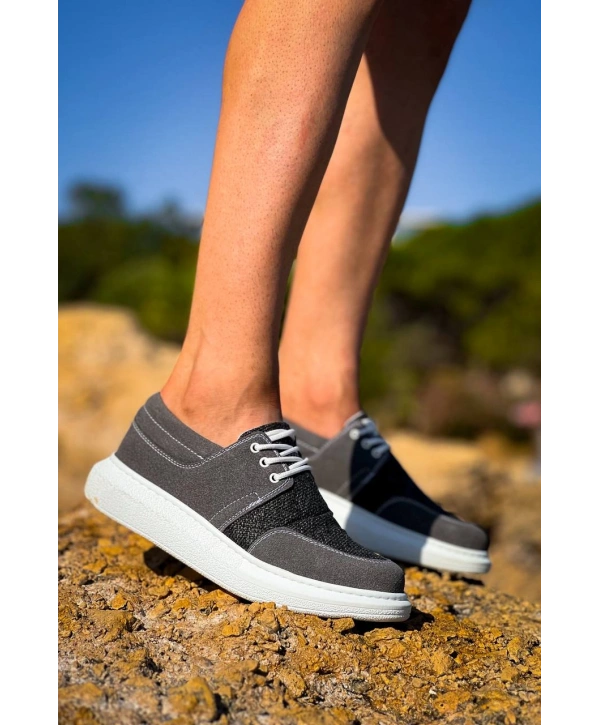 KB-042  MRTNM Bağcıklı Gri Günlük Erkek Ayakkabı