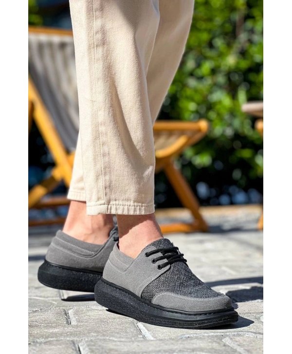 KB-042  Kuback Bağcıklı Gri Siyah Taban Günlük Erkek Ayakkabı