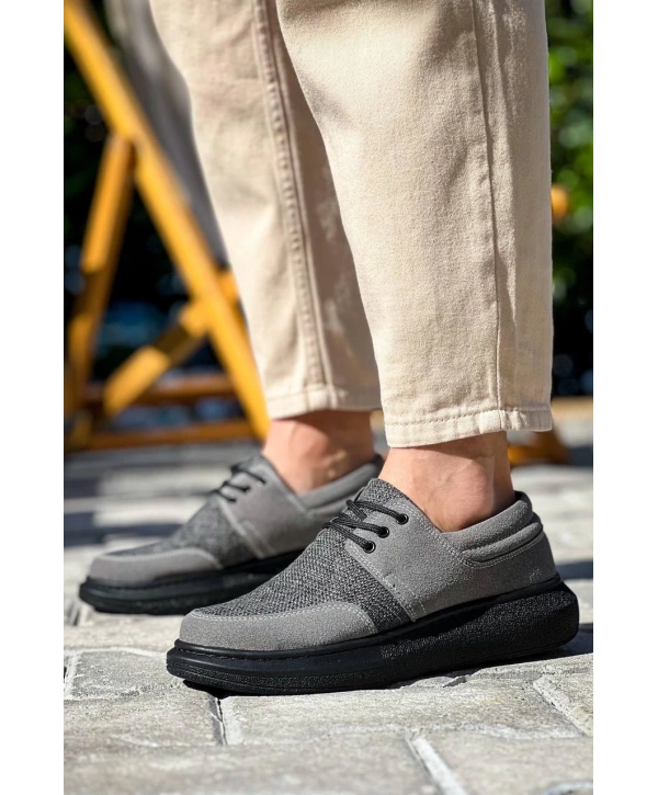 KB-042  Kuback Bağcıklı Gri Siyah Taban Günlük Erkek Ayakkabı
