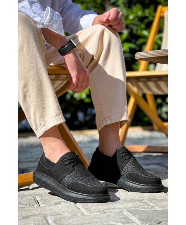 KB-042  Kuback Bağcıklı  Siyah Deri Tozu Siyah Taban Günlük Erkek Ayakkabı