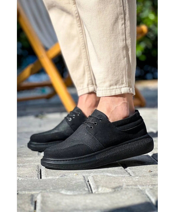KB-042  Kuback Bağcıklı  Siyah Deri Tozu Siyah Taban Günlük Erkek Ayakkabı