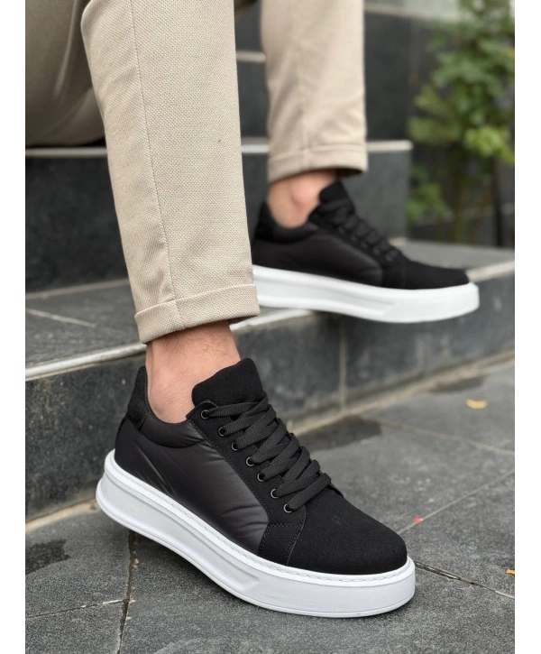 KB-046 Kuback Siyah Paraşüt Beyaz Yüksek Taban Günlük Spor Ayakkabı