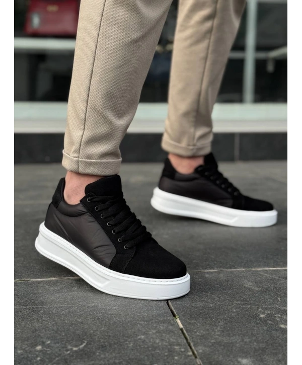 KB-046 Kuback Siyah Paraşüt Beyaz Yüksek Taban Günlük Spor Ayakkabı