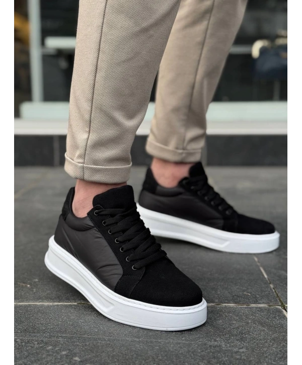 KB-046 Kuback Siyah Paraşüt Beyaz Yüksek Taban Günlük Spor Ayakkabı