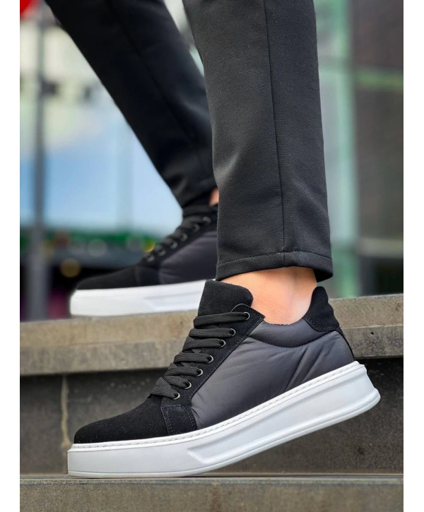 KB-046 Kuback Siyah Paraşüt Beyaz Yüksek Taban Günlük Spor Ayakkabı