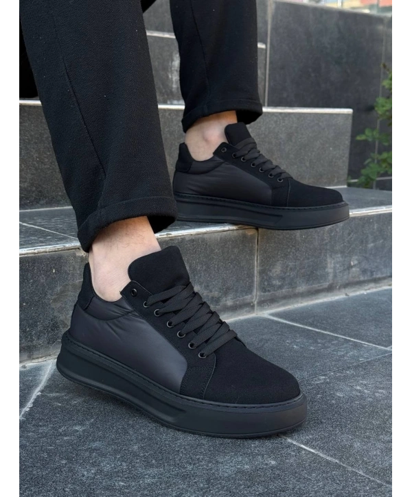 KB-046 Kuback Siyah Paraşüt Siyah Yüksek Taban Günlük Spor Ayakkabı