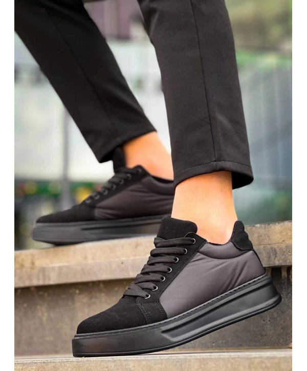 KB-046 Kuback Siyah Paraşüt Siyah Yüksek Taban Günlük Spor Ayakkabı