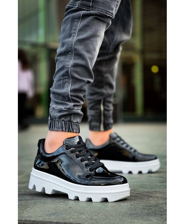 KB-056 Kuback Siyah Rugan Beyaz Yüksek Taban Günlük Spor Ayakkabı