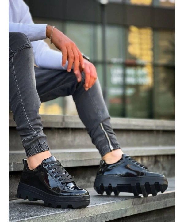 KB-056 Kuback Siyah Rugan Siyah Yüksek Taban Günlük Spor Ayakkabı