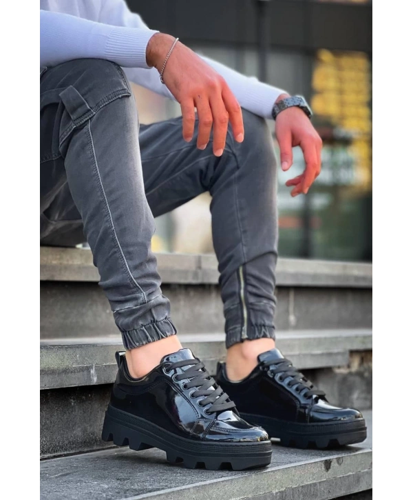 KB-056 Kuback Siyah Rugan Siyah Yüksek Taban Günlük Spor Ayakkabı