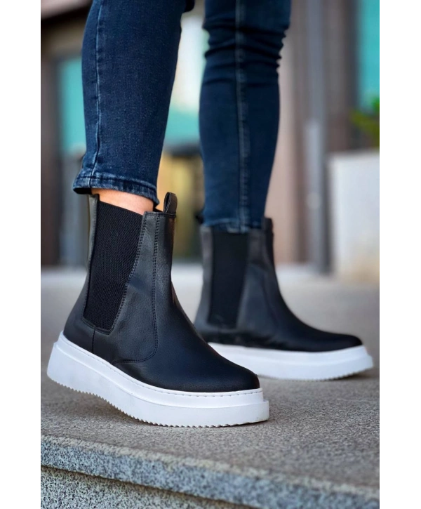 KB-0992  MRTNM Siyah Cilt  Yüksek Taban  Lastikli Erkek Bot