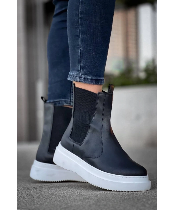 KB-0992  MRTNM Siyah Cilt  Yüksek Taban  Lastikli Erkek Bot