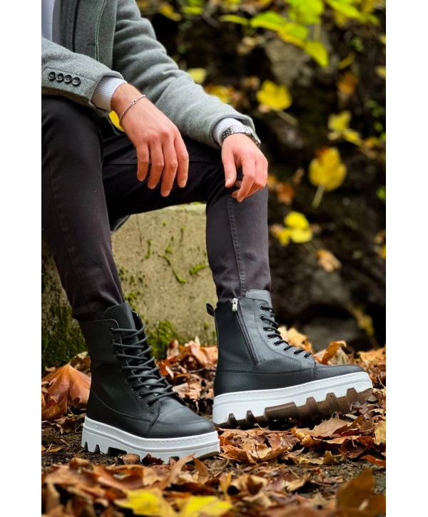 KB-0993 MRTNM Siyah Cilt Beyaz Yüksek Taban Postal Bot