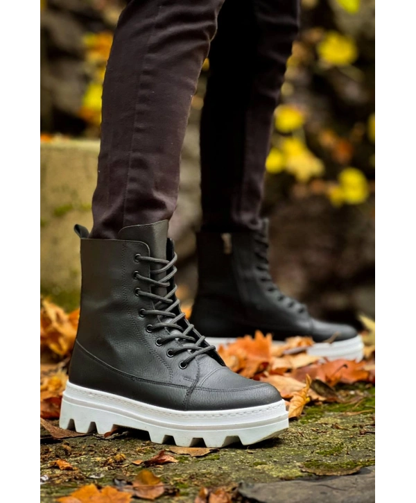 KB-0993 MRTNM Siyah Cilt Beyaz Yüksek Taban Postal Bot