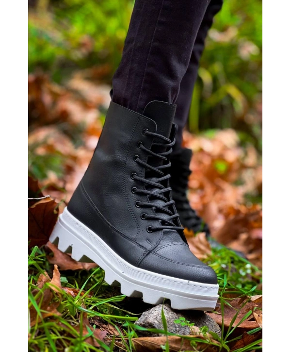 KB-0993 MRTNM Siyah Cilt Beyaz Yüksek Taban Postal Bot