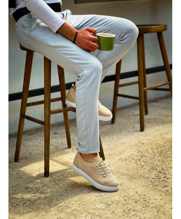 KB-101 Kuback Bej Triko Bağcıklı Günlük Erkek Ayakkabı