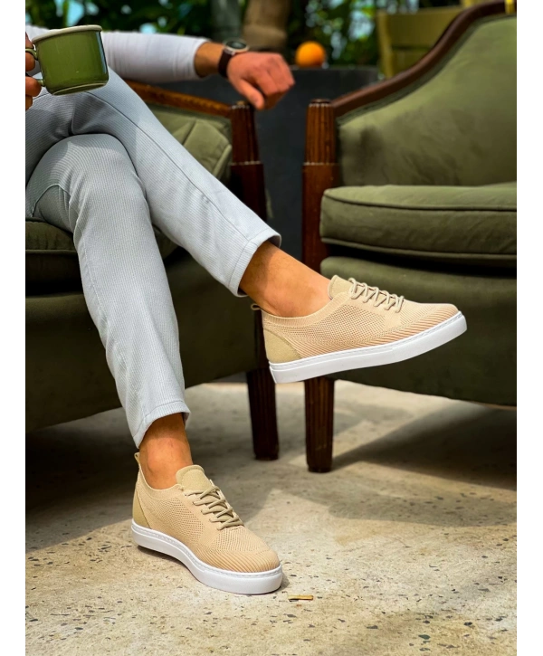 KB-101 Kuback Bej Triko Bağcıklı Günlük Erkek Ayakkabı
