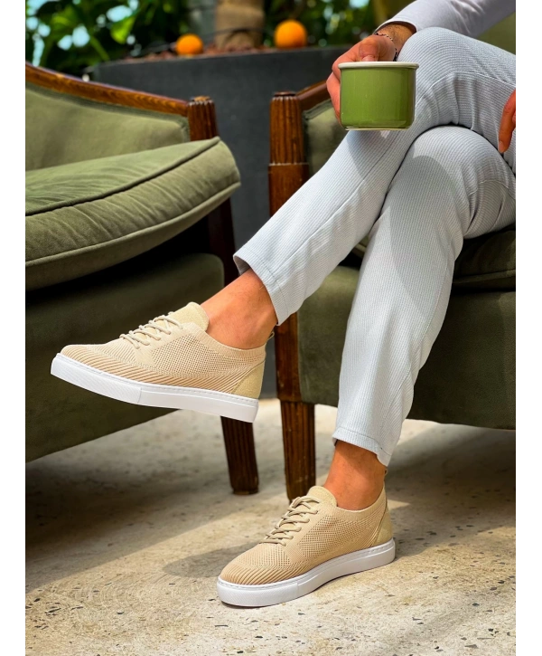 KB-101 Kuback Bej Triko Bağcıklı Günlük Erkek Ayakkabı