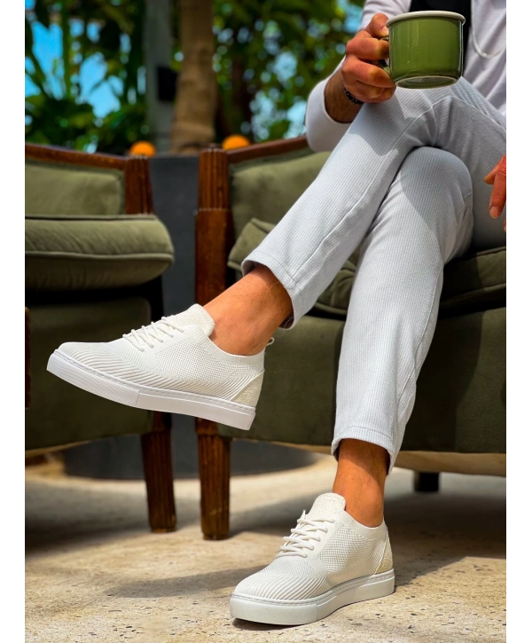 KB-101 Kuback Beyaz Triko Bağcıklı Günlük Erkek Ayakkabı