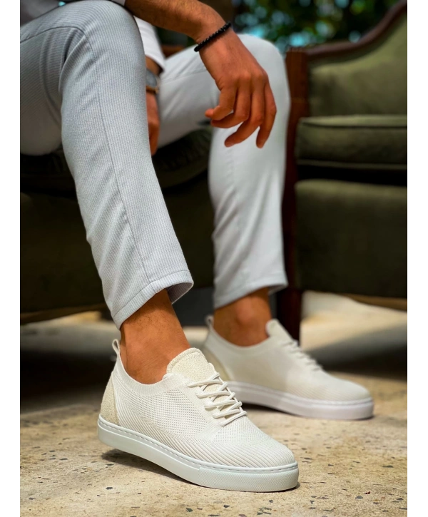 KB-101 Kuback Beyaz Triko Bağcıklı Günlük Erkek Ayakkabı