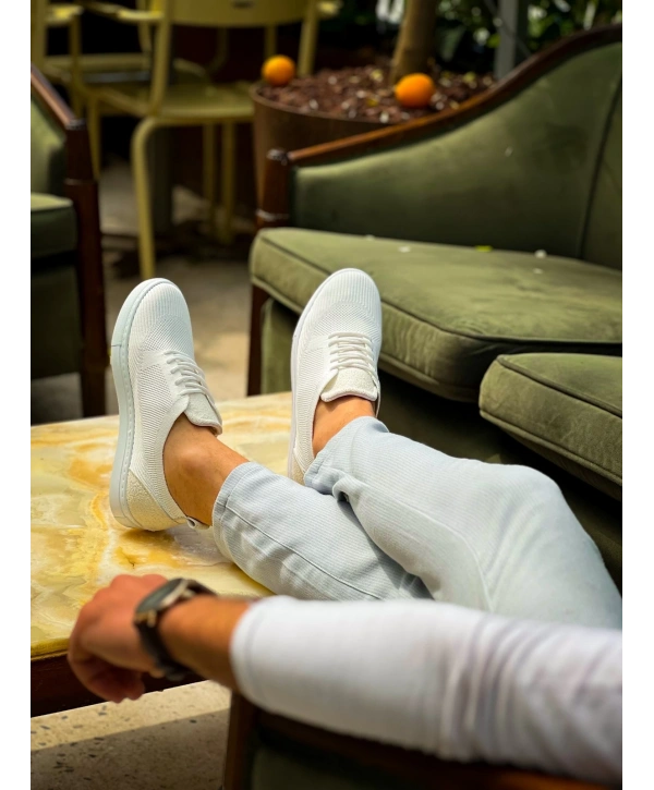 KB-101 Kuback Beyaz Triko Bağcıklı Günlük Erkek Ayakkabı