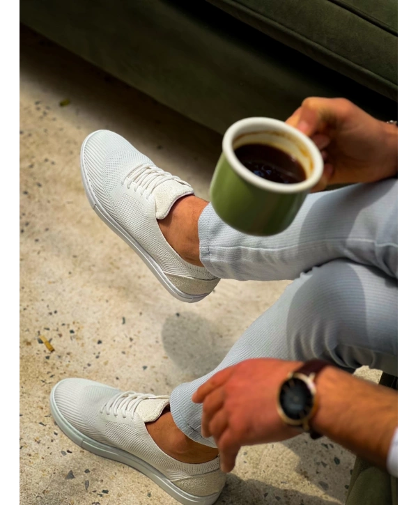 KB-101 Kuback Beyaz Triko Bağcıklı Günlük Erkek Ayakkabı