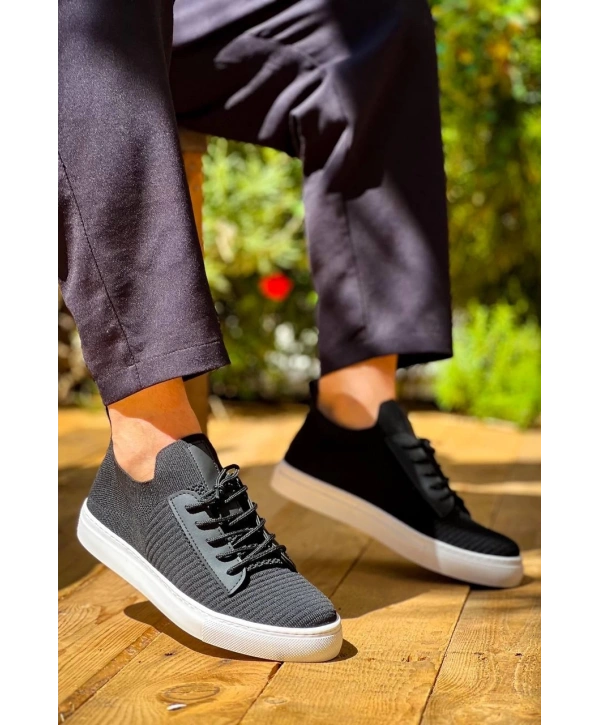 KB-110  Kuback BACK Siyah Triko Yüksek Taban Bağcıklı Günlük Erkek Ayakkabı