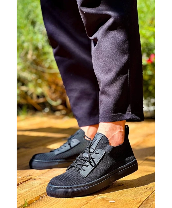 KB-110  Kuback Siyah Triko Siyah Yüksek Taban Bağcıklı Günlük Erkek Ayakkabı