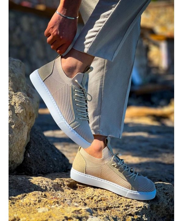 KB-112   MRTNM Bej Triko Bağcıklı  Günlük Erkek  Ayakkabı