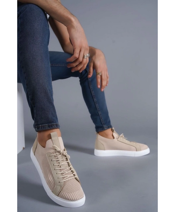 KB-112   Kuback Bej Triko Bağcıklı  Günlük Erkek  Ayakkabı