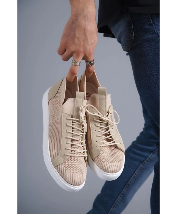 KB-112   Kuback Bej Triko Bağcıklı  Günlük Erkek  Ayakkabı