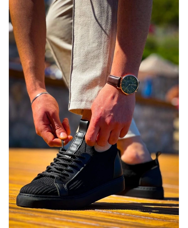 KB-112  Kuback Siyah Siyah TabanTriko Bağcıklı  Günlük Erkek  Ayakkabı