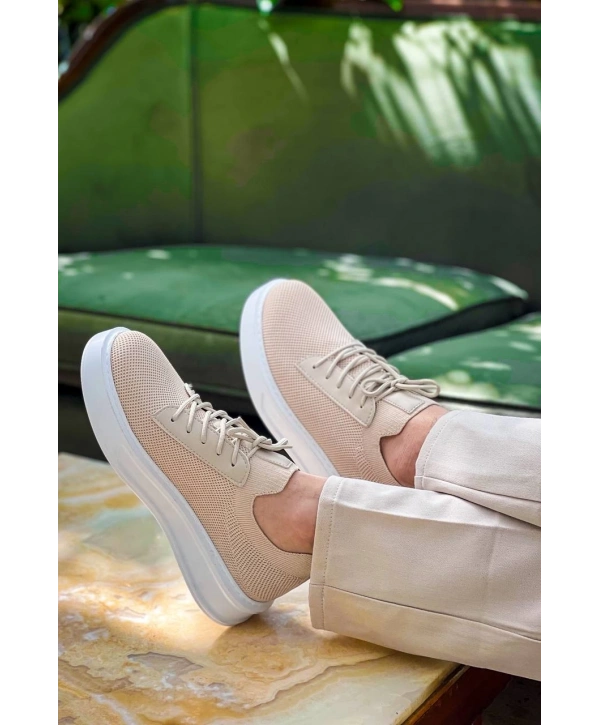 KB-116 Kuback Bej Bağcıklı Triko Günlük Erkek Ayakkabı