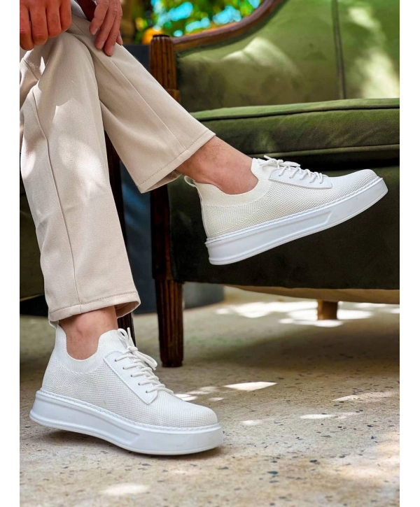 KB-116 Kuback Beyaz Bağcıklı Triko Günlük Erkek Ayakkabı