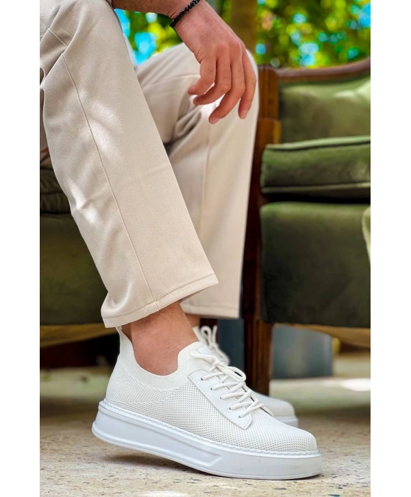 KB-116 Kuback Beyaz Bağcıklı Triko Günlük Erkek Ayakkabı