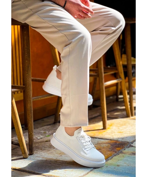 KB-116 Kuback Beyaz Bağcıklı Triko Günlük Erkek Ayakkabı