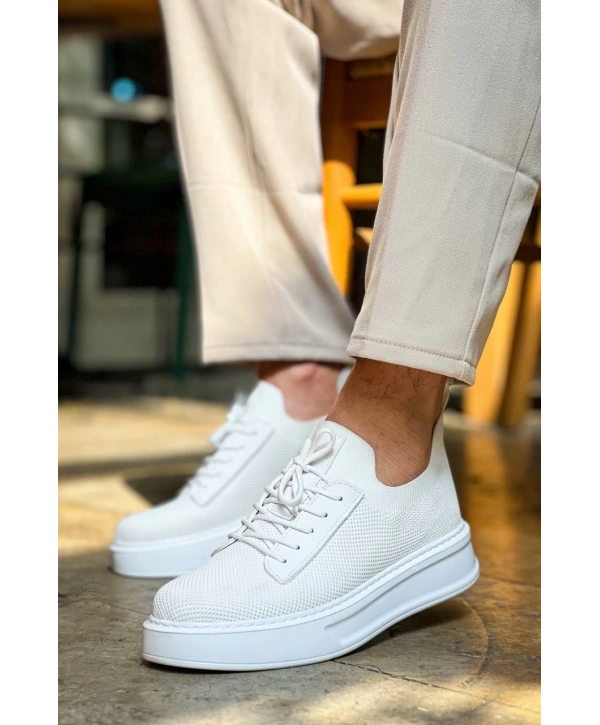 KB-116 Kuback Beyaz Bağcıklı Triko Günlük Erkek Ayakkabı