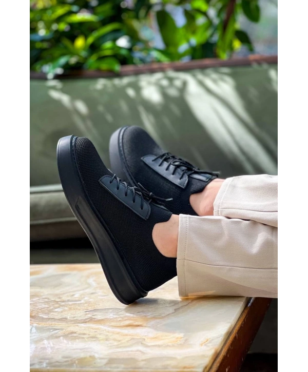 KB-116 Kuback Siyah Siyah Taban Bağcıklı Triko Günlük Erkek Ayakkabı