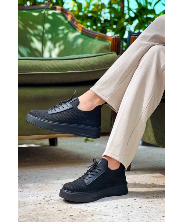 KB-116 Kuback Siyah Siyah Taban Bağcıklı Triko Günlük Erkek Ayakkabı