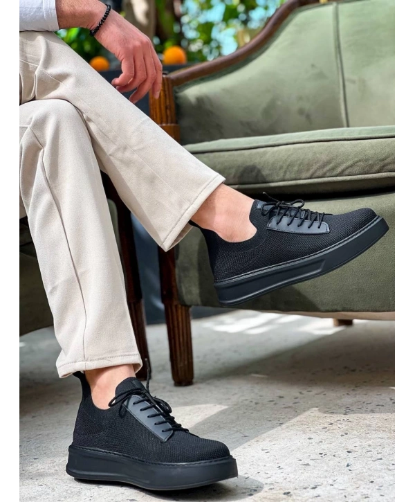 KB-116 Kuback Siyah Siyah Taban Bağcıklı Triko Günlük Erkek Ayakkabı