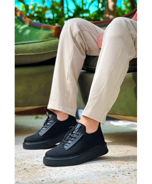 KB-116 Kuback Siyah Siyah Taban Bağcıklı Triko Günlük Erkek Ayakkabı