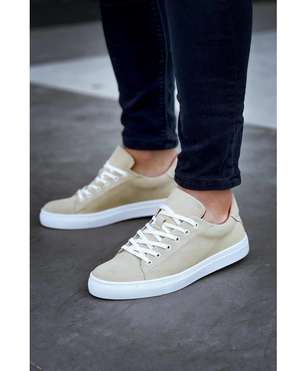 KB-122   Kuback Bej Süet Yüksek Taban Bağcıklı Günlük Erkek Ayakkabı