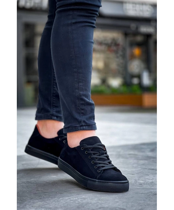 KB-122   Kuback Siyah Süet Siyah Yüksek Taban Bağcıklı Günlük Erkek Ayakkabı