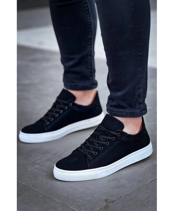 KB-122   Kuback Siyah Süet Yüksek Taban Bağcıklı Günlük Erkek Ayakkabı