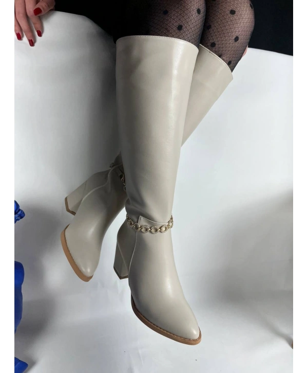 KB-505 MRTNM Bej Günlük Kadın Çizme