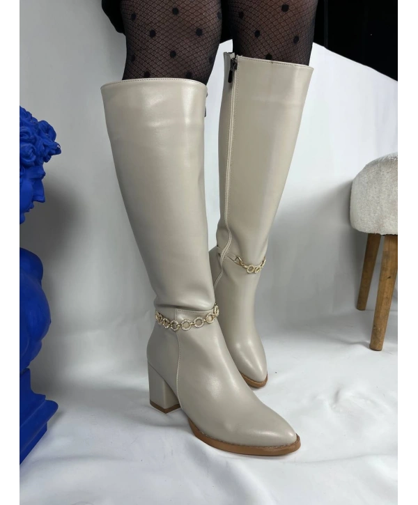 KB-505 MRTNM Bej Günlük Kadın Çizme