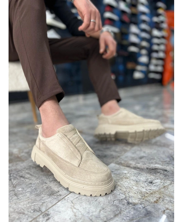 KB-703 MRTNM Bej Süet Lastikli Günlük Erkek Ayakkabı